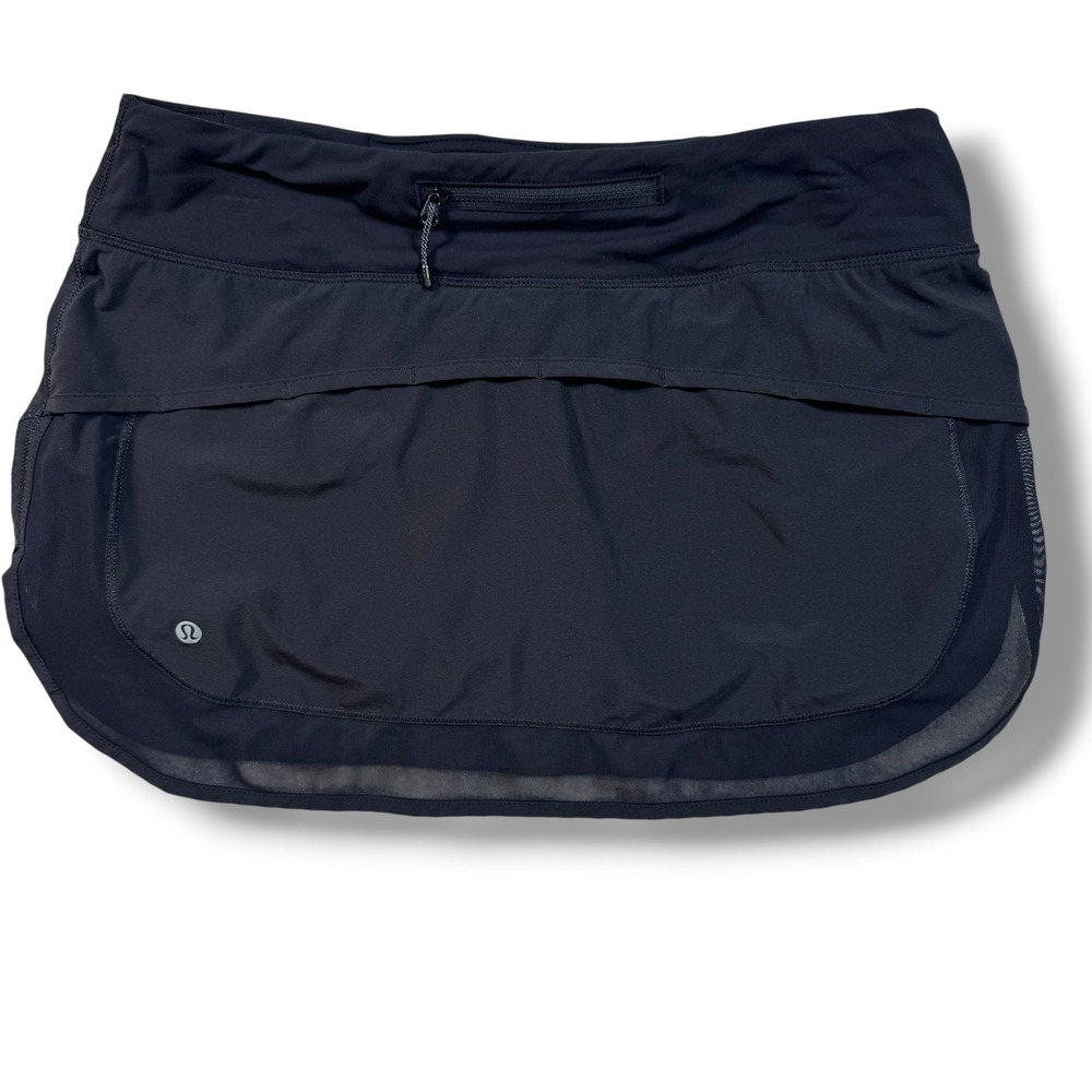 Lululemon Hotty Hot Skirt Women's 8 Black Mesh Trim Running Tennis Skort